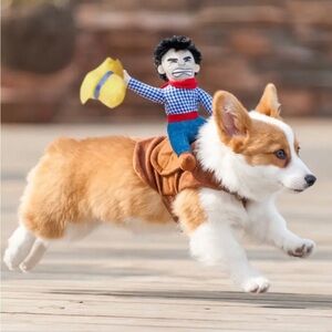 Cowboy Rider Dog Costume - Brown and Yellow